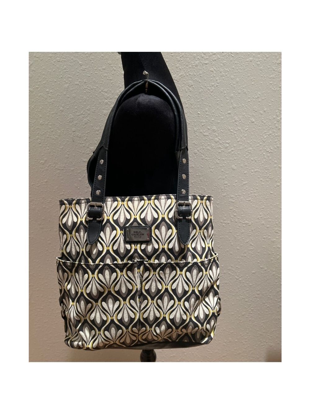 Women's Relic Tote Bag One Size Black White Yellow Pattern